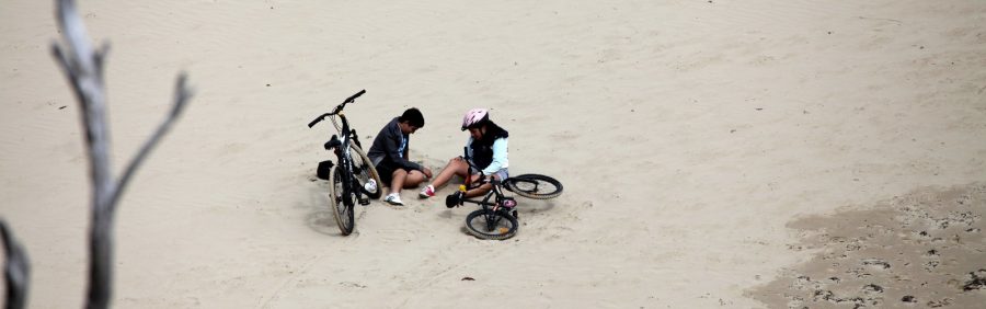 riding-bikes-on-the-beach at Tidal River camp grounds